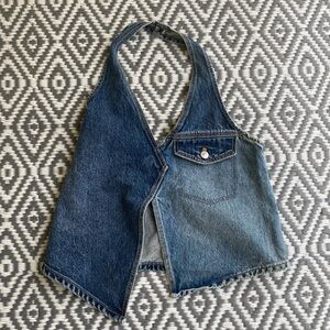 Zara Blue Denim Halter Top